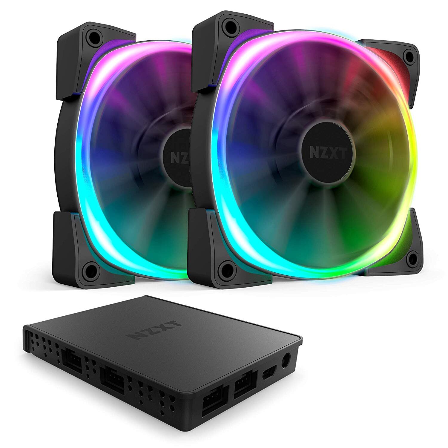 Buy NZXT RGB 2 Starter Kit RGB Fans with HUE 2 Controller - 120mm x 2 online Worldwide -