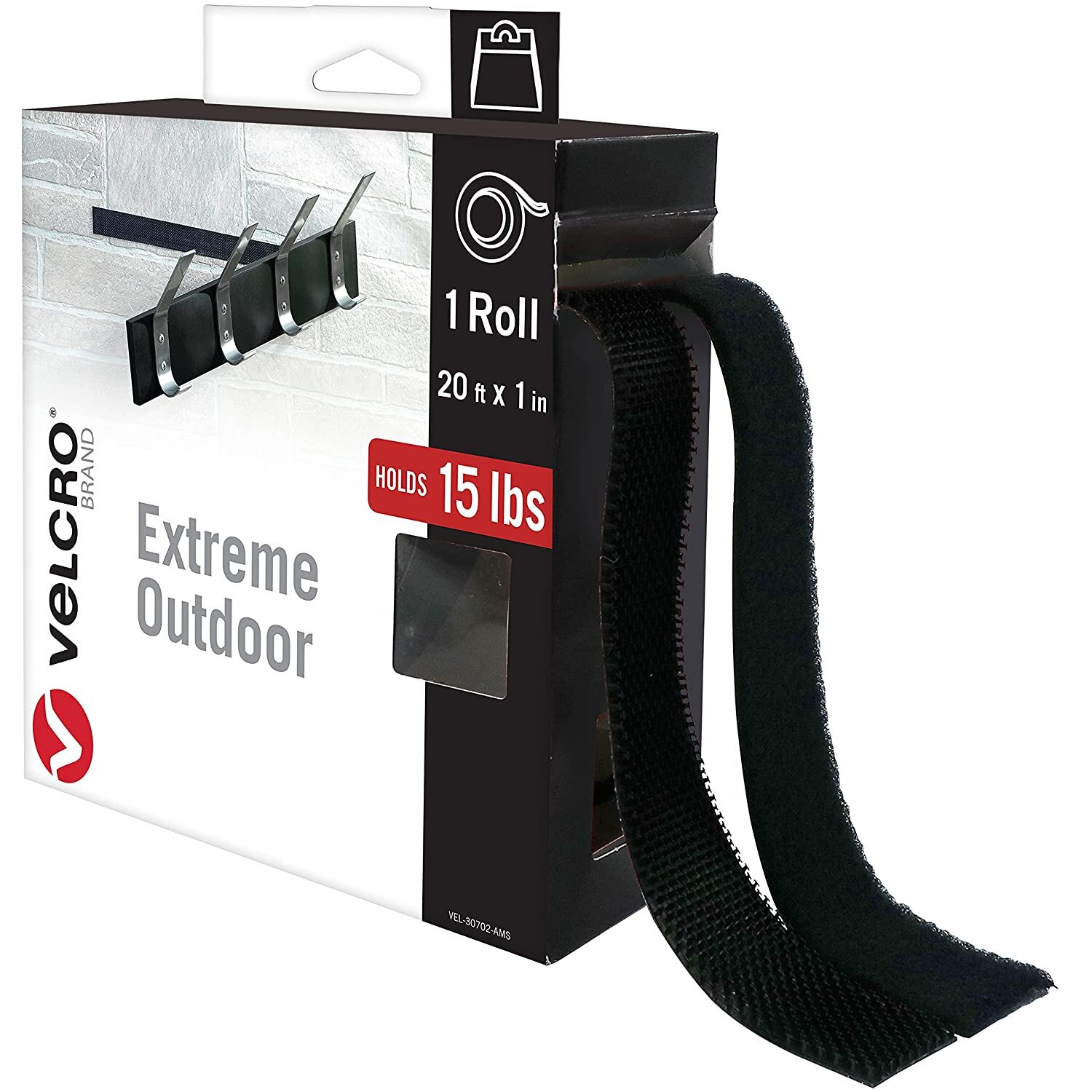 Buy VELCRO Brand Extreme Outdoor fastener - 20ft x 1in - Roll - Black ...